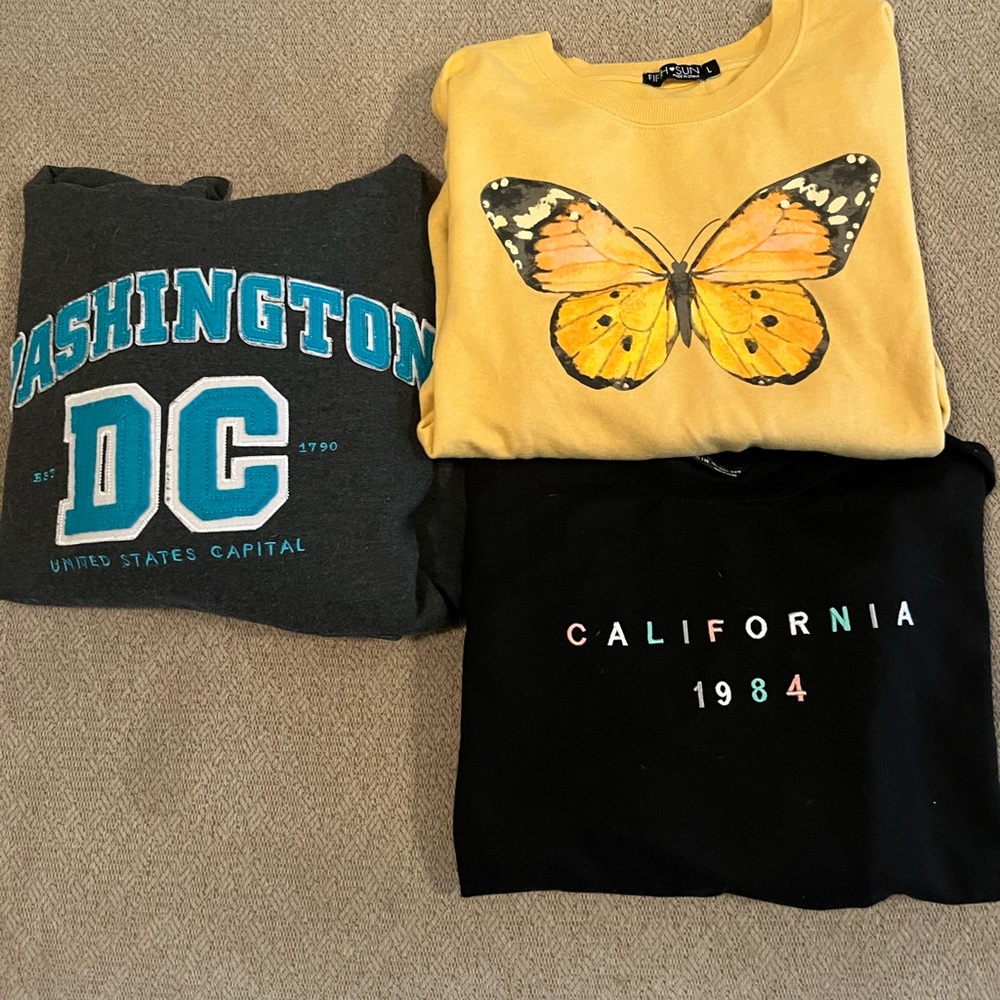 3 for $22 bundle of crewnecks & hoodie